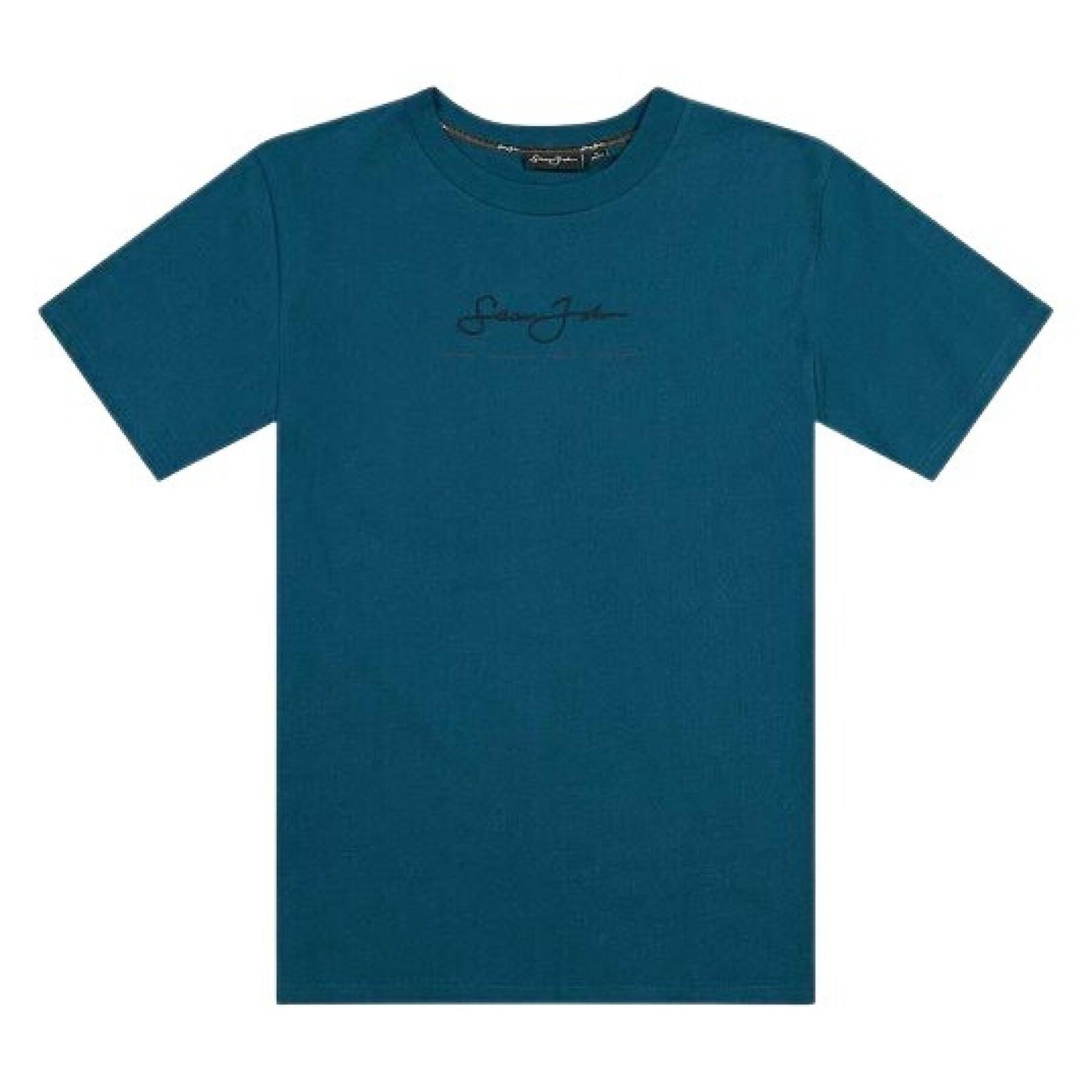 T-shirt à manches courtes Sean John Script Logo Essential Bleu Petrol