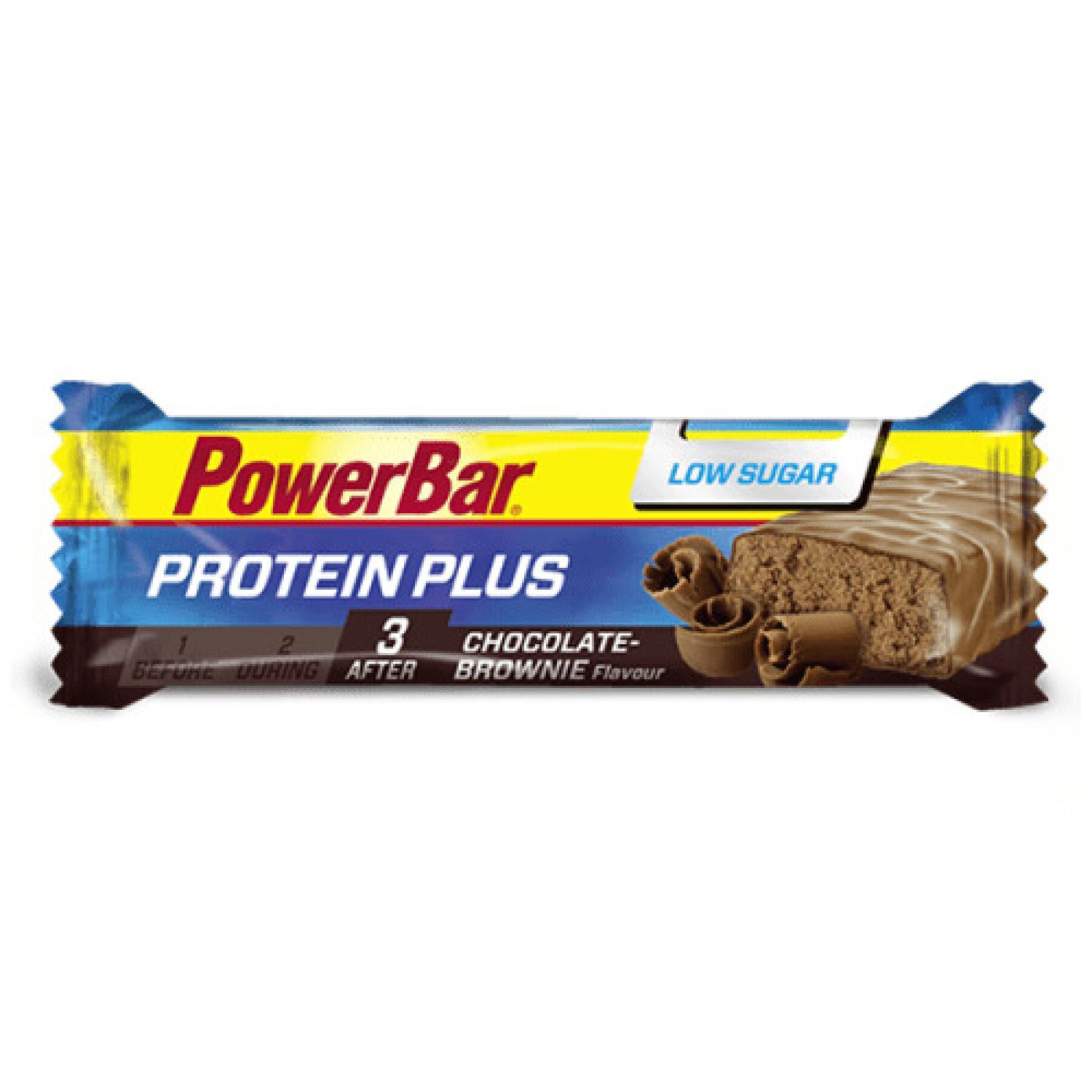 Packung mit 30 Riegeln PowerBar Protein Plus 30 % Low Sugar - Chocolate Brownie