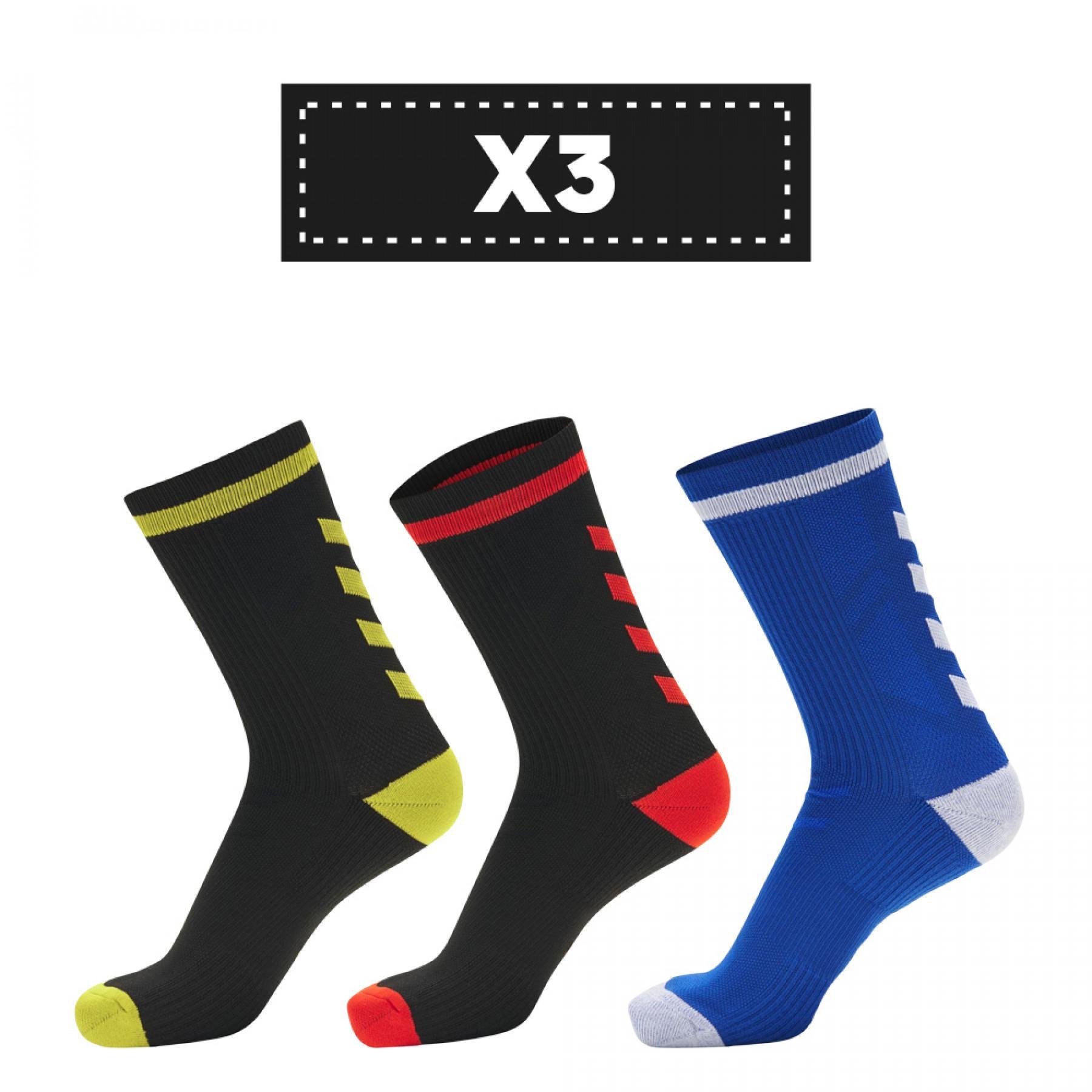 Satz von 3 Paar dunklen Socken Hummel Elite Indoor Low (coloris au choix)