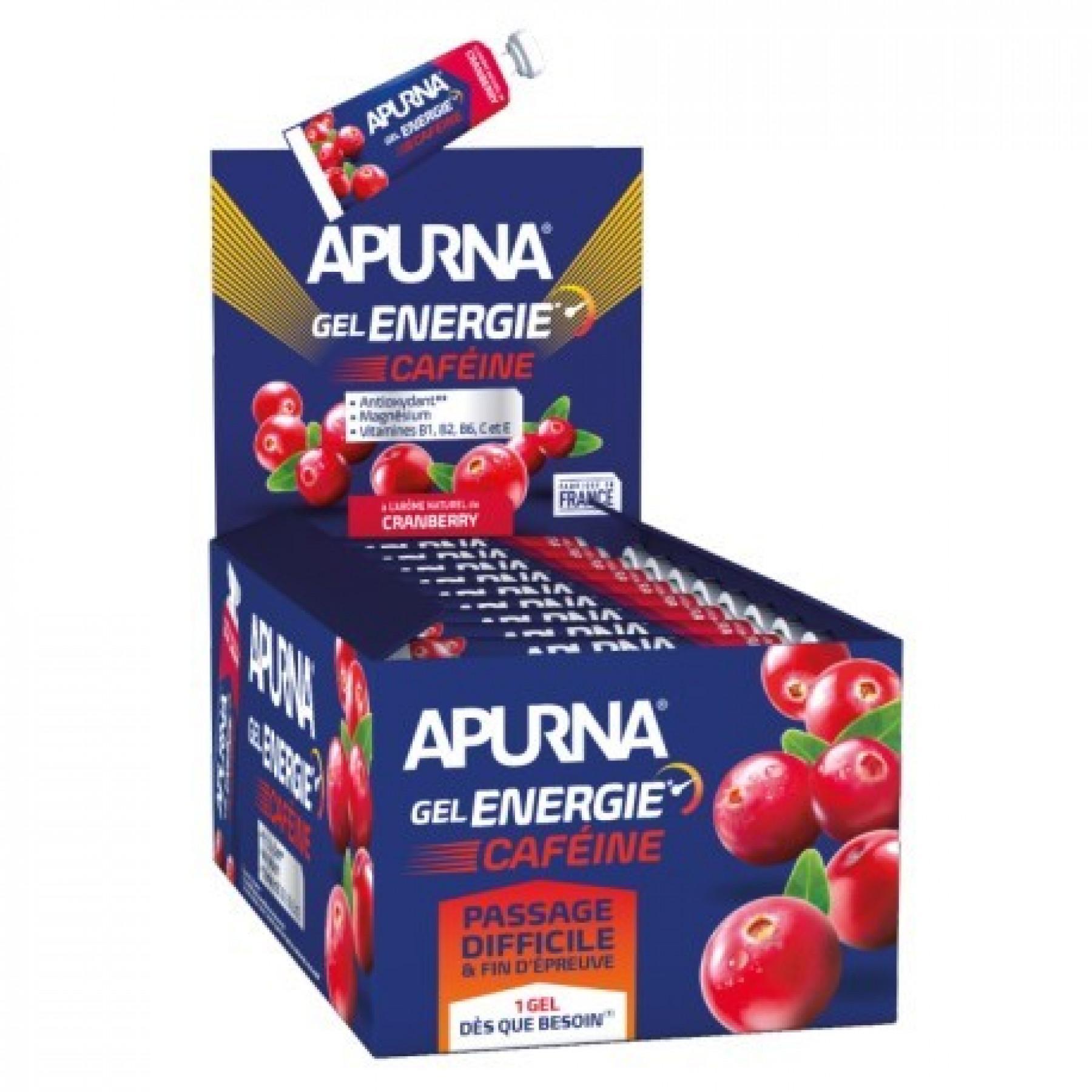 Packung mit 25 Gelen Apurna Energie caféine cranberry - 35g