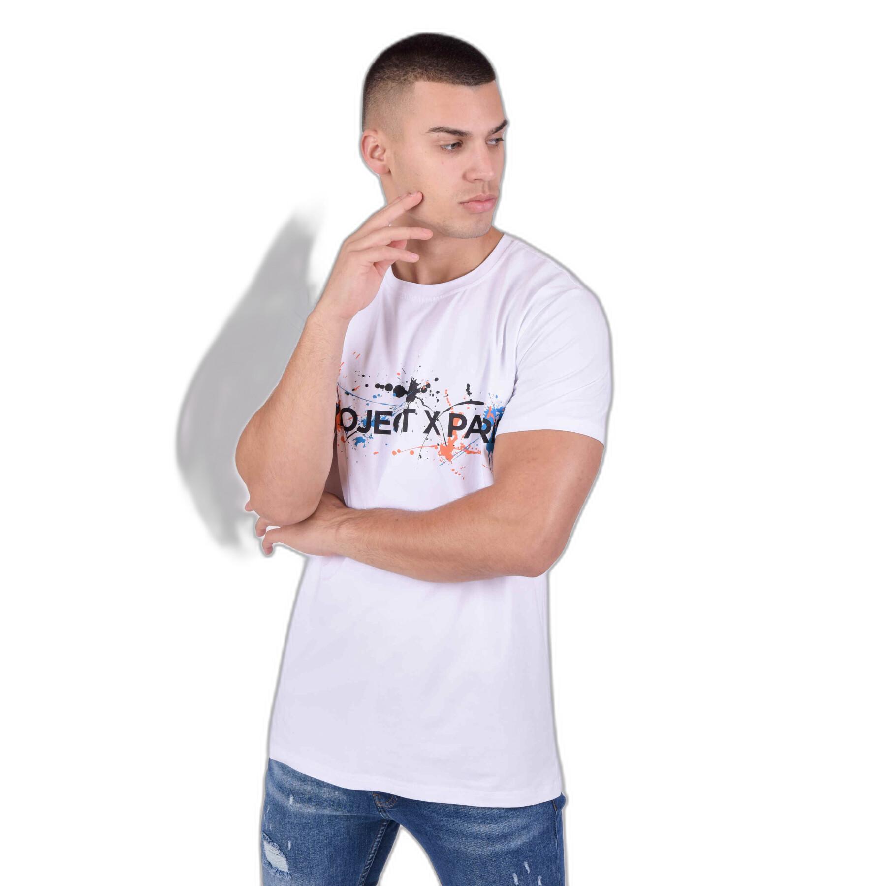 T-Shirt mit Rundhalsausschnitt mit Logo und Farbflecken Project X Paris