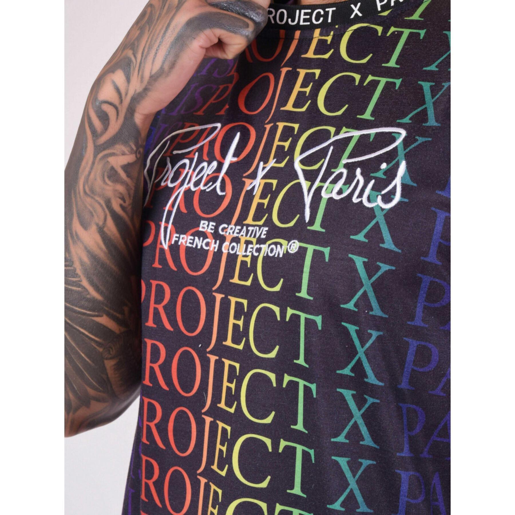 T-Shirt mit abgestuftem Regenbogen-Logo-Muster Project X Paris