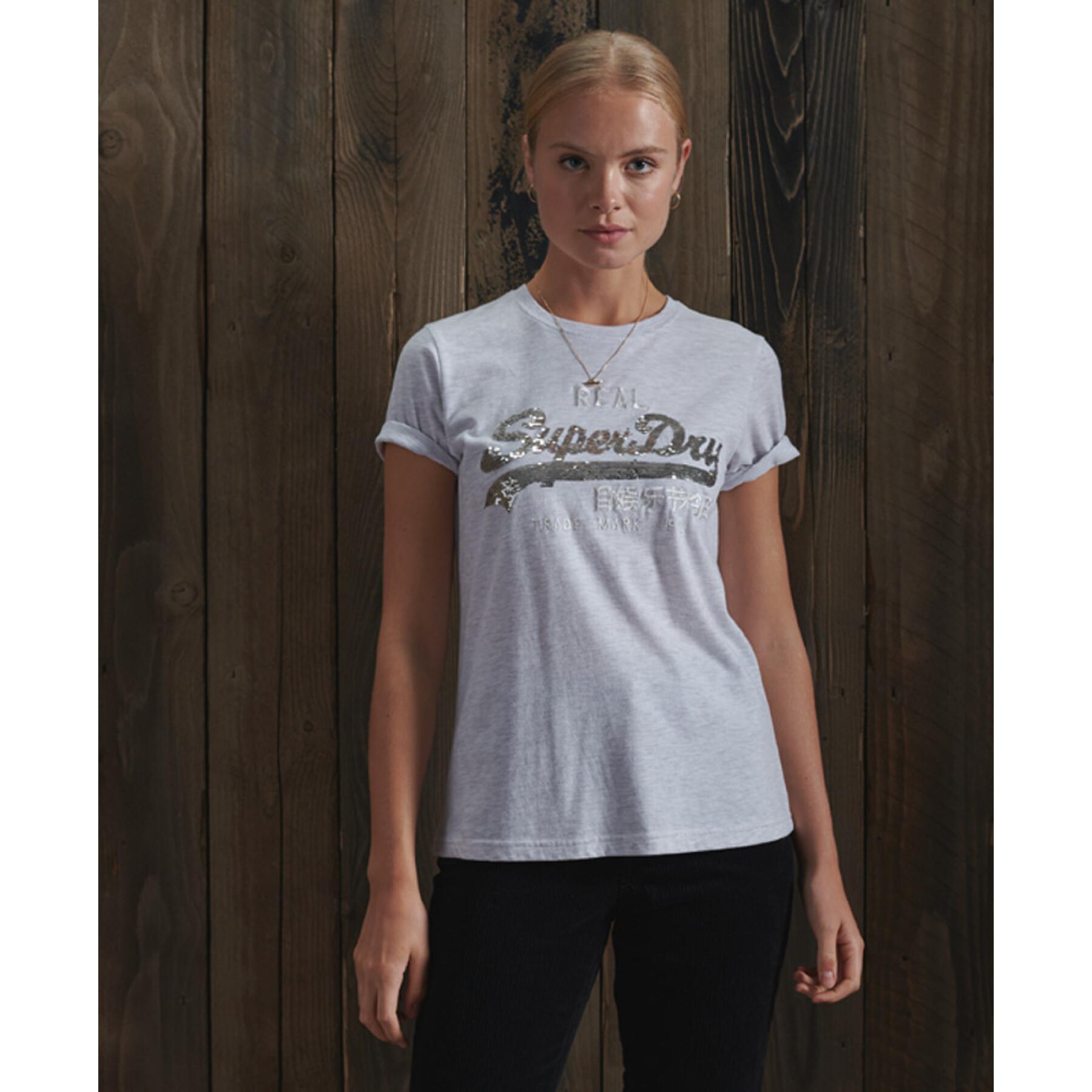Pailletten-T-Shirt für Frauen Superdry Vintage Logo
