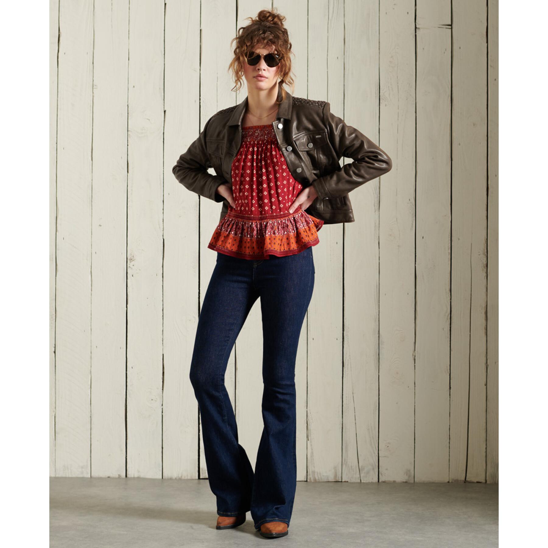 Trucker-Jacke aus Leder für Frauen Superdry Stateside