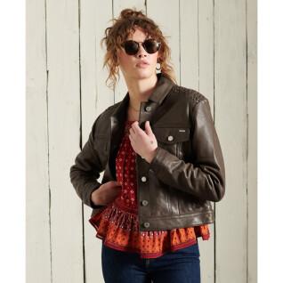 Trucker-Jacke aus Leder für Frauen Superdry Stateside